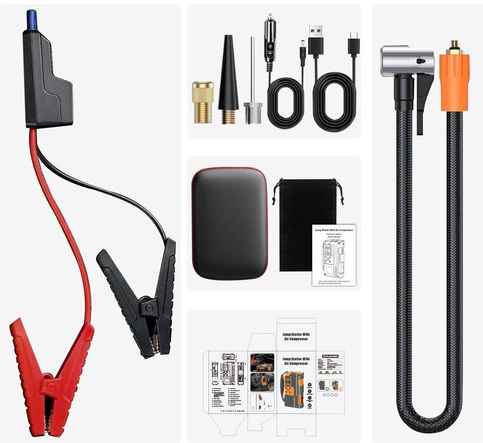 Tinybeats 12V Jump Starter with Air Compressor, 10000mAh Portable Car Battery Booster