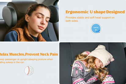 Best Car Seat Headrest l Ergonomic Car Seat Headrest Pillow l Adjustable Car Seat Headrest Pillow